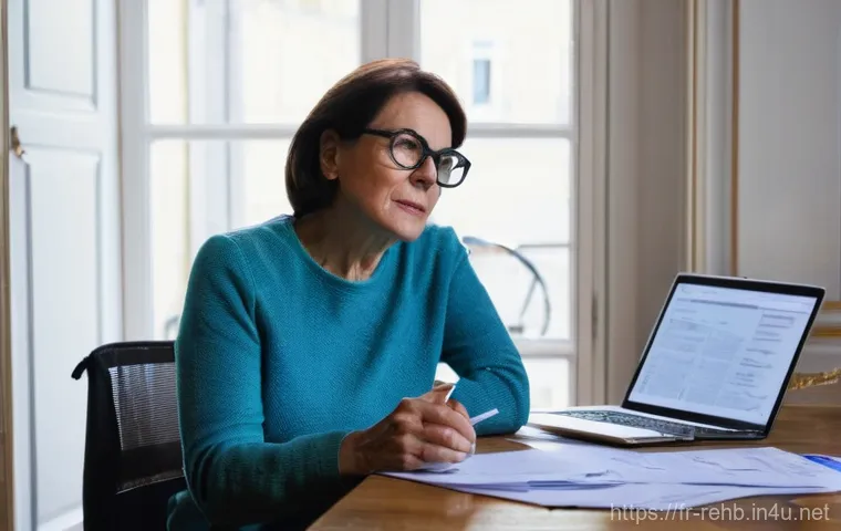 재활치료 의료보험 청구 방법 - **Prompt 1: Deciphering French Healthcare Documents at Home**
    "A candid medium shot of a woman i...