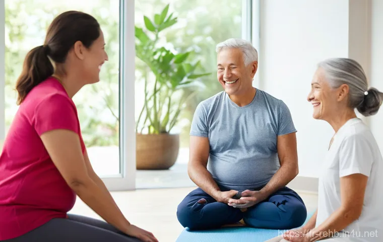 재활센터 방문 후기 - **Prompt:** A young adult female patient, around 25 years old, wearing sleek, comfortable athletic w...